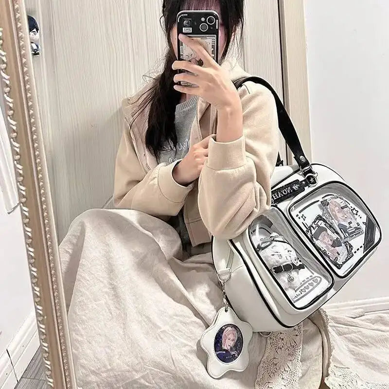 Y2K Ita Bag Large Capacity Transparent Window Crossbody Shoulder Bag