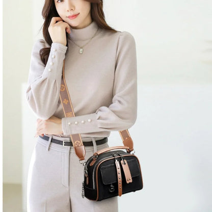 Luxury Leather Crossbody Bag for Women – Multi-Pocket Designer Handbag
