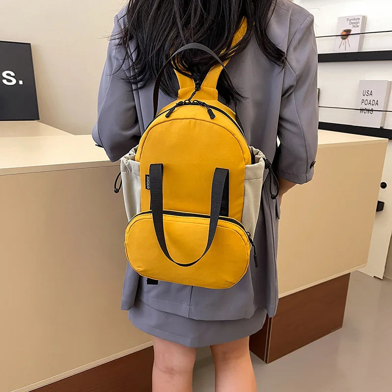 Versatile Color-Blocking Schoolbag Travel Bag Oxford Cloth Lightweight Durable Multi-Functional