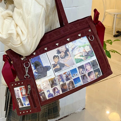 Bow Rivet Bolsos Mujer Underarm Transparent Ita Bag Shoulder Bags Woman Square Sac Femme Teenage