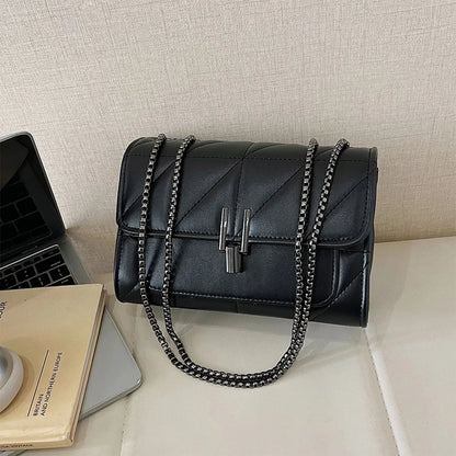 Luxury Fashionable Chain Bag Solid Color Pu Leather Women Crossbody Quilted Shoulder Daily Use