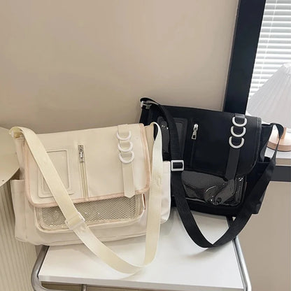 Y2k Japanese Harajuku School Bags Girls Transparent Itabag Shoulder Crossbody Bag Diy Badges Display