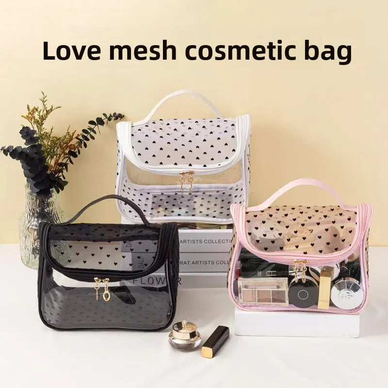 Clear Makeup Bag with Top Handle – Waterproof Travel Toiletry Organizer