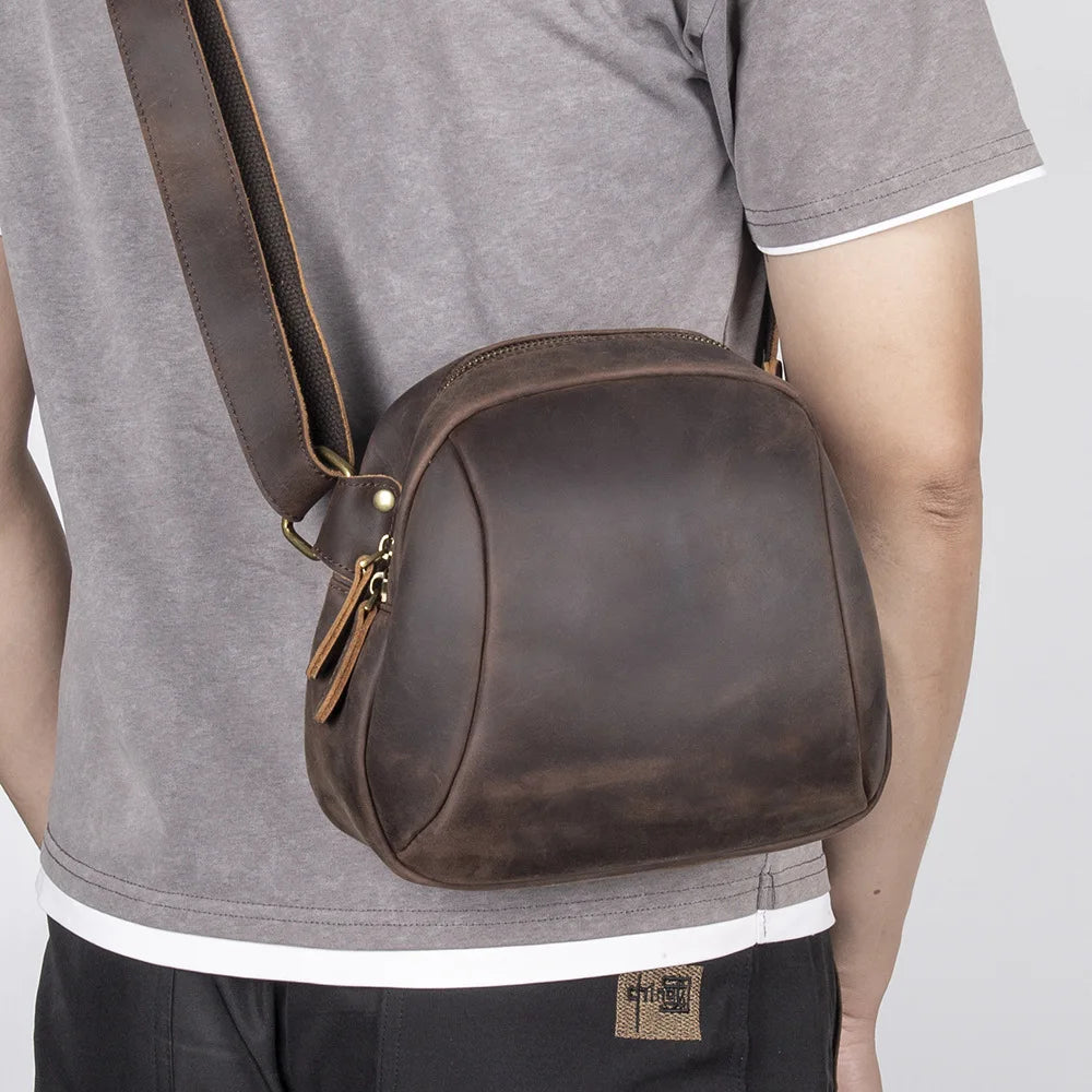 Crazy Horse Cowhide Men S Women Retro Crossbody Bag