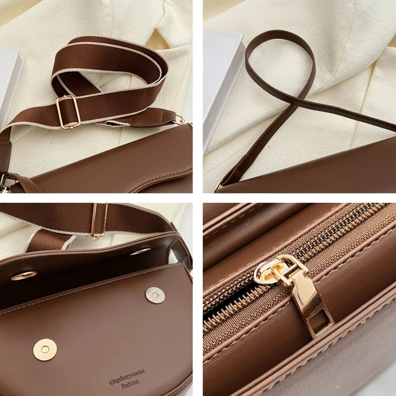 Crossbody Saddle Bag – Minimalist Vegan Leather Shoulder Purse