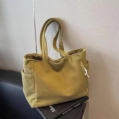 Corduroy Tote Bag Large Capacity Women's Shoulder Bag