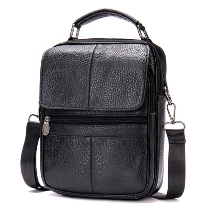 Leather Vertical Cross-Body Shoulder Bag Leisure Business Cowhide Large Capacity Waterproof Satchel