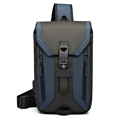 Men S Crossbody Buckle Usb Chest Bag Oxford Fabric Waterproof Large Capacity Crossbody Chest Bag
