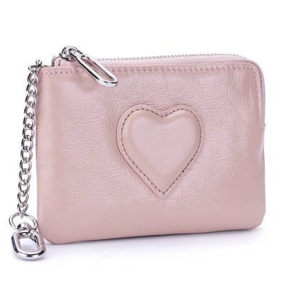 Oil-Wax Cowhide Small Lady S Heart Coin Purse Card