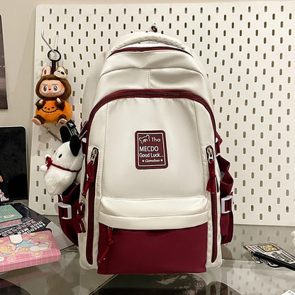 Fresh Versatile Color Blocked Student School Bags Lightweight Large Capacity Multi-Layer Storage