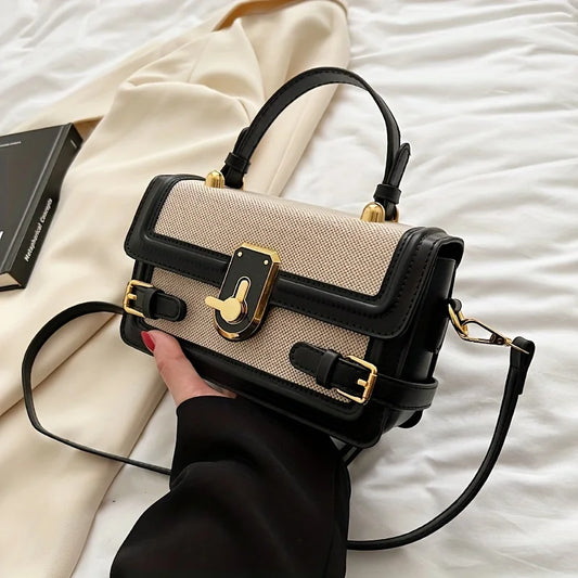 Flap Crossbody Bag – Vintage Two-Tone Shoulder Handbag for Women
