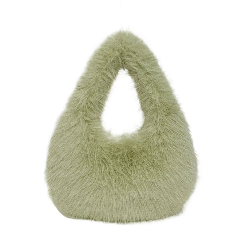 Fluffy Plush Tote Bag – Women's Fuzzy Shoulder & Underarm Handbag