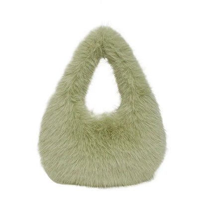 Fluffy Plush Tote Bag – Women's Fuzzy Shoulder & Underarm Handbag