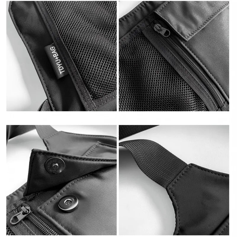 Homefish Hip-Hop Streetwear Unisex Chest Rig Bag Nylon Bags Multi-Function Tactical Vest Backpack