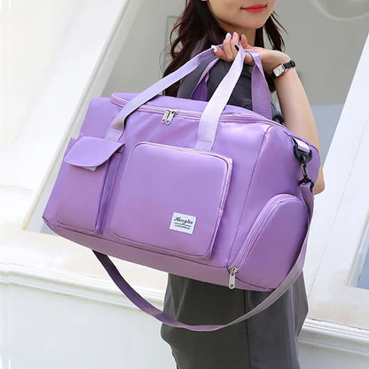 Women's Gym Bag with Shoe Compartment – Nylon Travel Duffel Bag