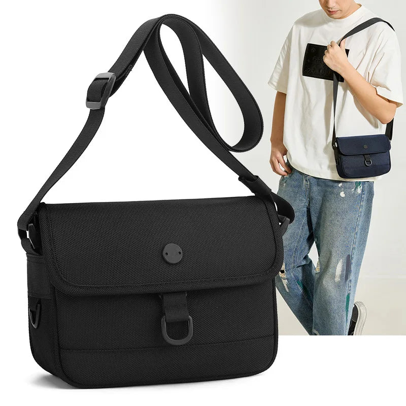 Men S Waterproof Nylon Fabric Single-Shoulder Bag Casual Commuting Light Crossbody Square