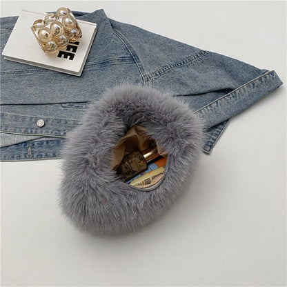 Fluffy Plush Tote Bag – Women's Fuzzy Shoulder & Underarm Handbag