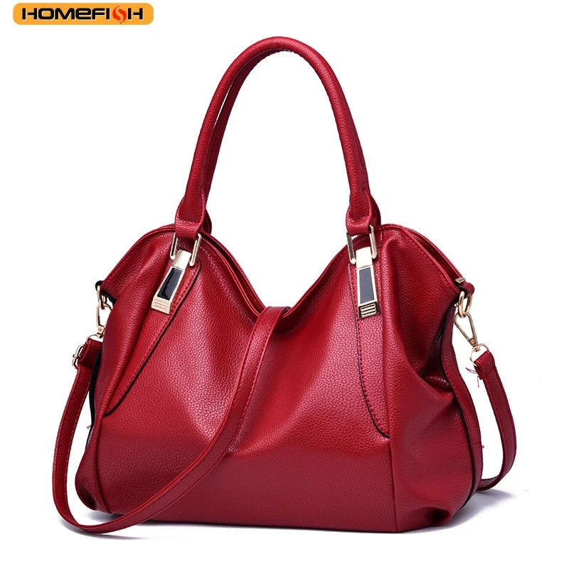 Homefish Casual Women Shoulder Bag Solid Color Soft Large Capacity Crossbody Handbag - Soft