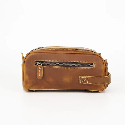 Genuine Leather Toiletries Hand-Held Top-Grain Cowhide Makeup Storage