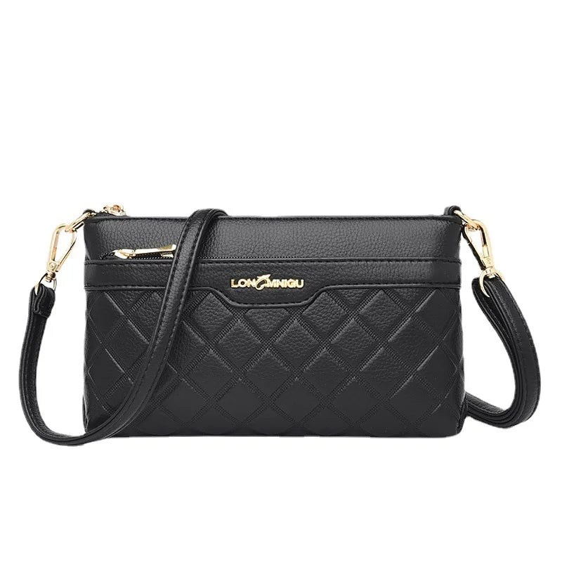 Rhombus Female Hand Holds Mobile Phone Change Large Capacity Multifunctional Commuting Soft Leather