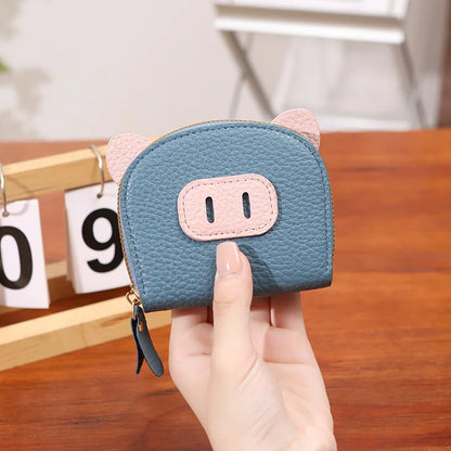 Organ Card Bag Ladies Cartoon Cute Piglet Holder Multi-Slot Large Capacity Certificate Zipper Coin