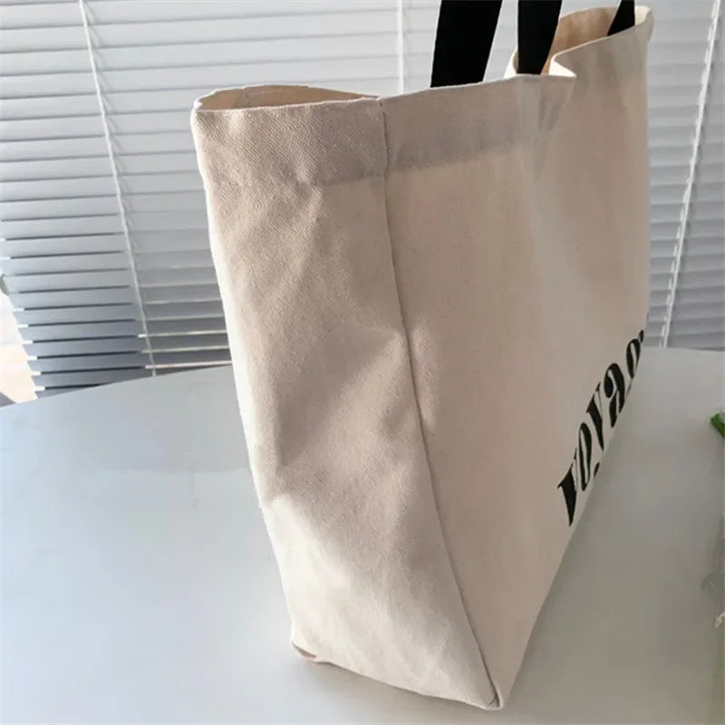 Large Canvas Tote Bag Women – Voyage Letter Print