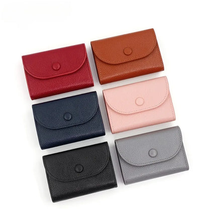 Mini Leather Wallet for Women – Lychee Pattern Card & Coin Clutch
