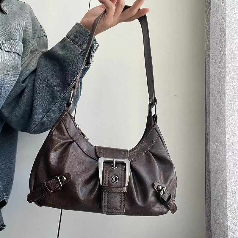 Spring Selling Maillard Style Retro Small Bag Spicy Girl Y2k Wasteland Vintage Leather Shoulder