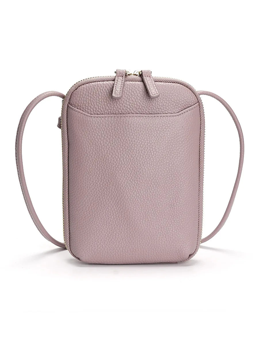 Genuine Leather Zipper Crossbody Bags Female Large Capacity Shoulder Women Solid Phone Purse Flap