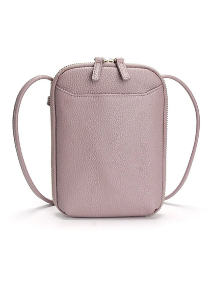 Genuine Leather Zipper Crossbody Bags Female Large Capacity Shoulder Women Solid Phone Purse Flap