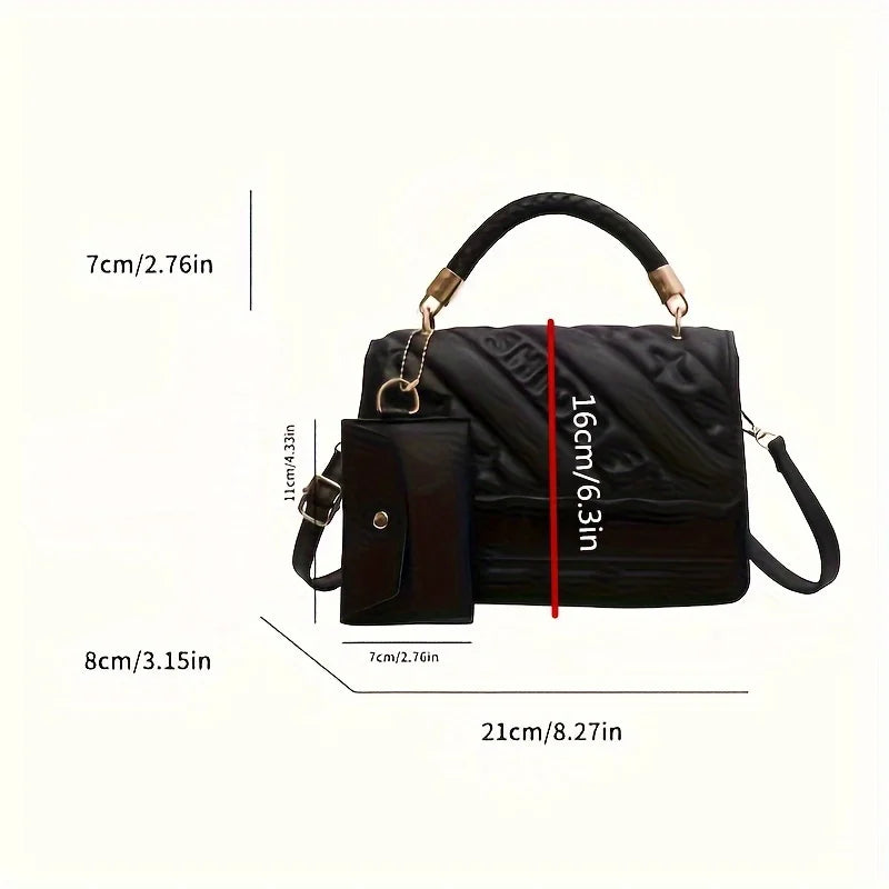 Quilted Shoulder Bag with Mini Coin Pouch – Women's Handbag