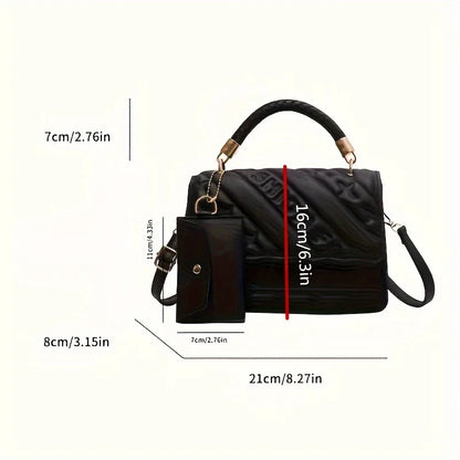 Quilted Shoulder Bag with Mini Coin Pouch – Women's Handbag