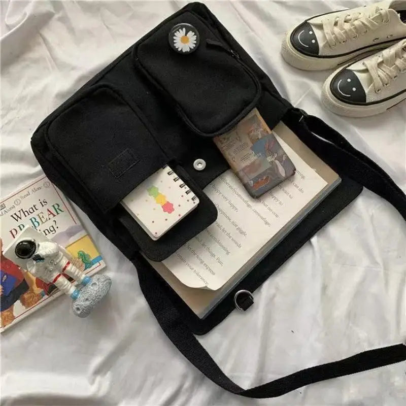 Homefish Xierya Canvas Women Messenger Bag Large Capacity Student Crossbody Shoulder Casual School