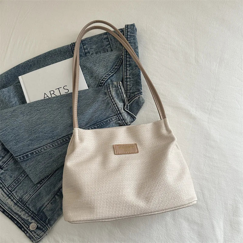 Textured Tote Bag with Plush Cloud Charm – Large Shoulder Bag