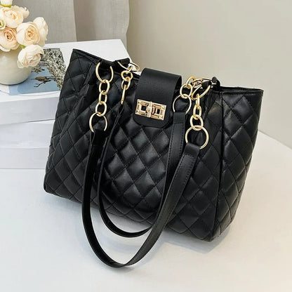 Straw Woven Tote Bag with Chain Leather Strap for Women