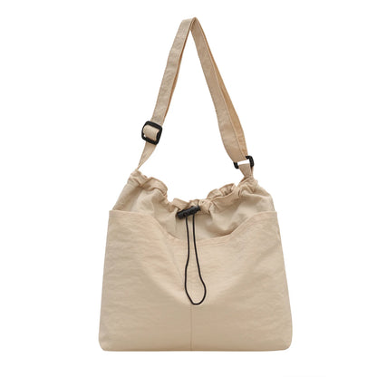Waterproof Nylon Drawstring Bucket Bag – Pleated Crossbody Shoulder Bag