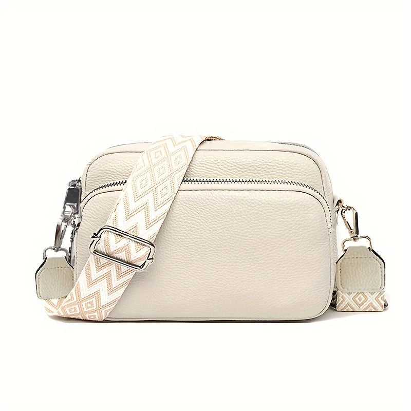 PU Leather Crossbody Bag – Women's Multi-Pocket Shoulder Bag with Wide Strap