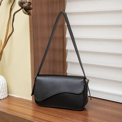 Lightweight Flap Shoulder Bag Vintage-Inspired Faux Leather Crossbody Purse Casual Outings Work