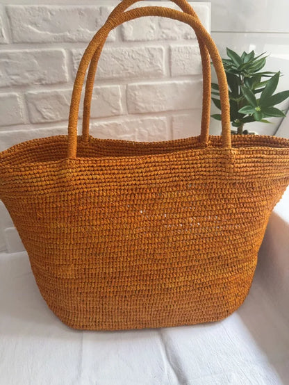 Summer Women S Raffia Hand Woven Tote Bag Simple Handbag Shoulder Perfect Vacation Beach Day Seaside