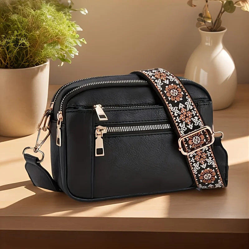 PU Leather Crossbody Bag – Multi-Pocket Women's Shoulder Bag