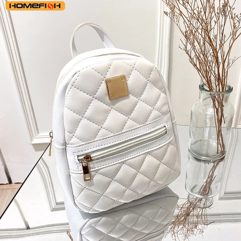 Homefish Rhombus Plaid Pattern Bag Large Capacity Shoulder Crossbody Casual Cell Phone Backpack