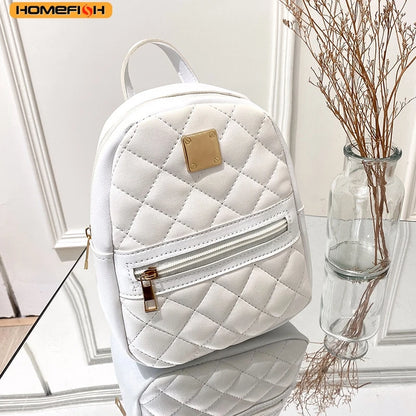 Homefish Rhombus Plaid Pattern Bag Large Capacity Shoulder Crossbody Casual Cell Phone Backpack