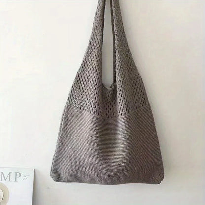 Crochet Tote Bag – Large Woven Hollow Shoulder Bag for Beach