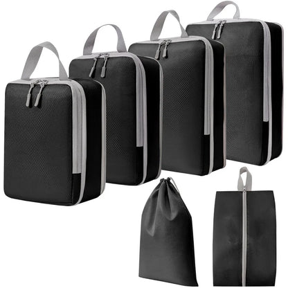 Homefish 6 Pcs Set Packing Cubes Compressible Travel Storage Bags Waterproof Portable Suitcase