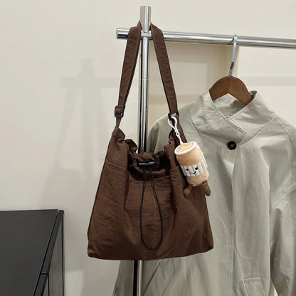 Waterproof Nylon Drawstring Bucket Bag – Pleated Crossbody Shoulder Bag
