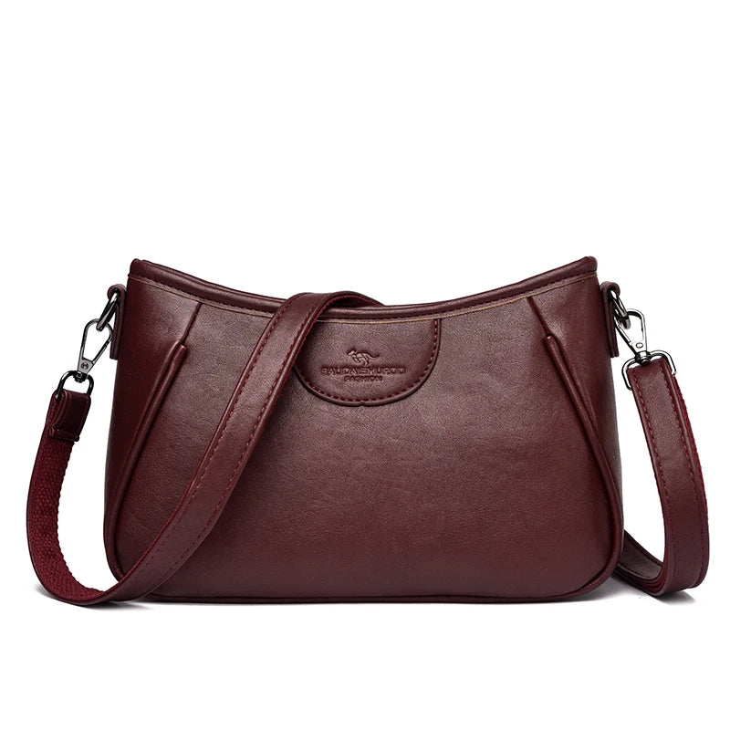 Retro Leather Crossbody Bag for Women – Elegant Shoulder Purse