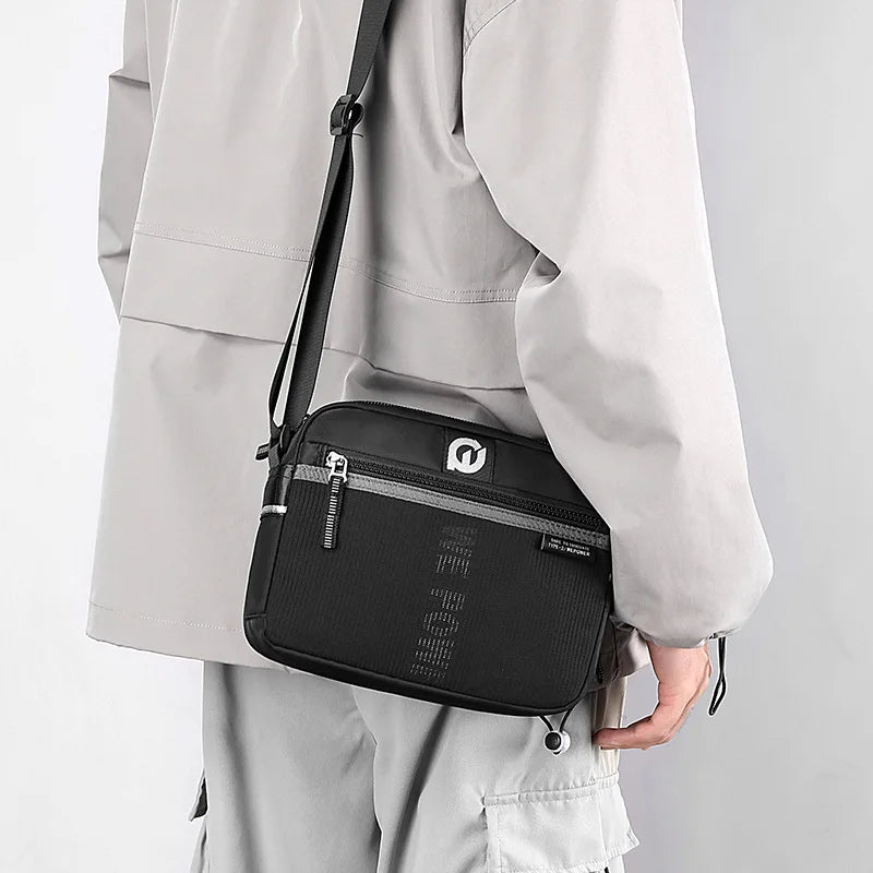 Men S Shoulder Bag Casual Nylon Waterproof Crossbody Horizontal Style - Waterproof