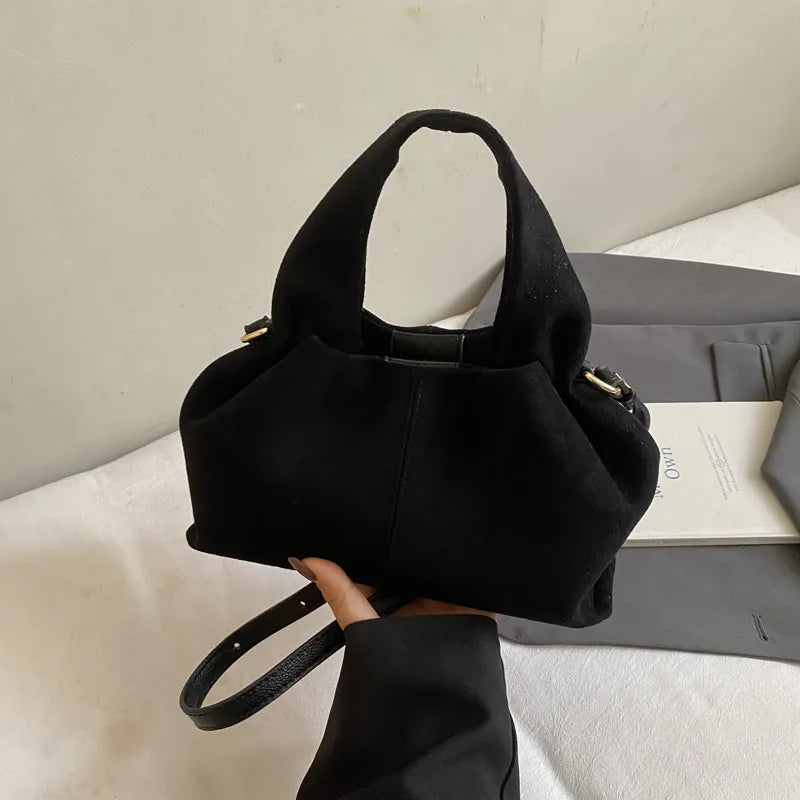 French Cloud Dumpling Bags Brand Design Frosted Handbag Lunch Box Bag Retro Magnetic Clasp Shoulder