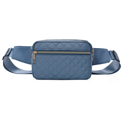 Waist Bag Women Embroidery Line Rhomb Shoulder Cross-Body Leisure All Match Breast Large Capacity