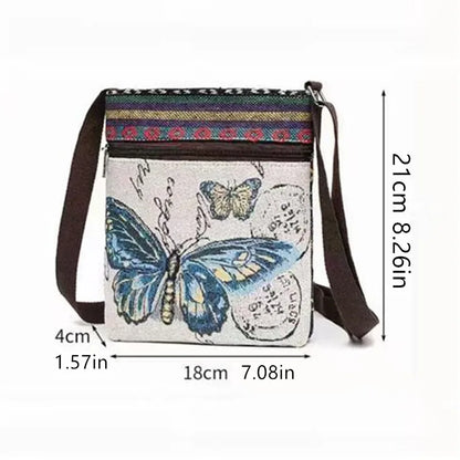 Embroidered Canvas Crossbody Bag – Cute Animal Print Shoulder Bag